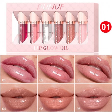 DUNUF 6 Pcs/Set Glow Reviver Lip Oil, Nourishing Tinted Lip Oil For A High-shine Finish,Jam Session