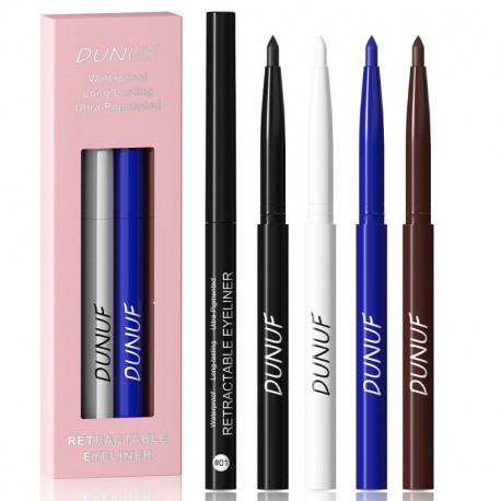 DUNUF 4 Pcs/Set Creamy Retractable Eyeliner Creamy, Ultra-Pigmented & Waterproof, Creates Bold & Defined Lines, Long-Lasting Wear
