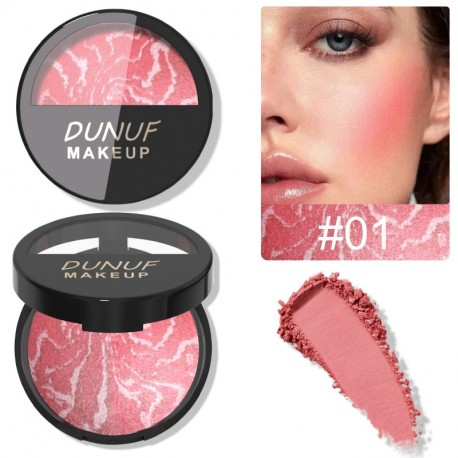 DUNUF Baked Blush-n-Brighten Marbleized Blush for Cheeks - Pink Buttercream - Natural Finish - Buildable Color